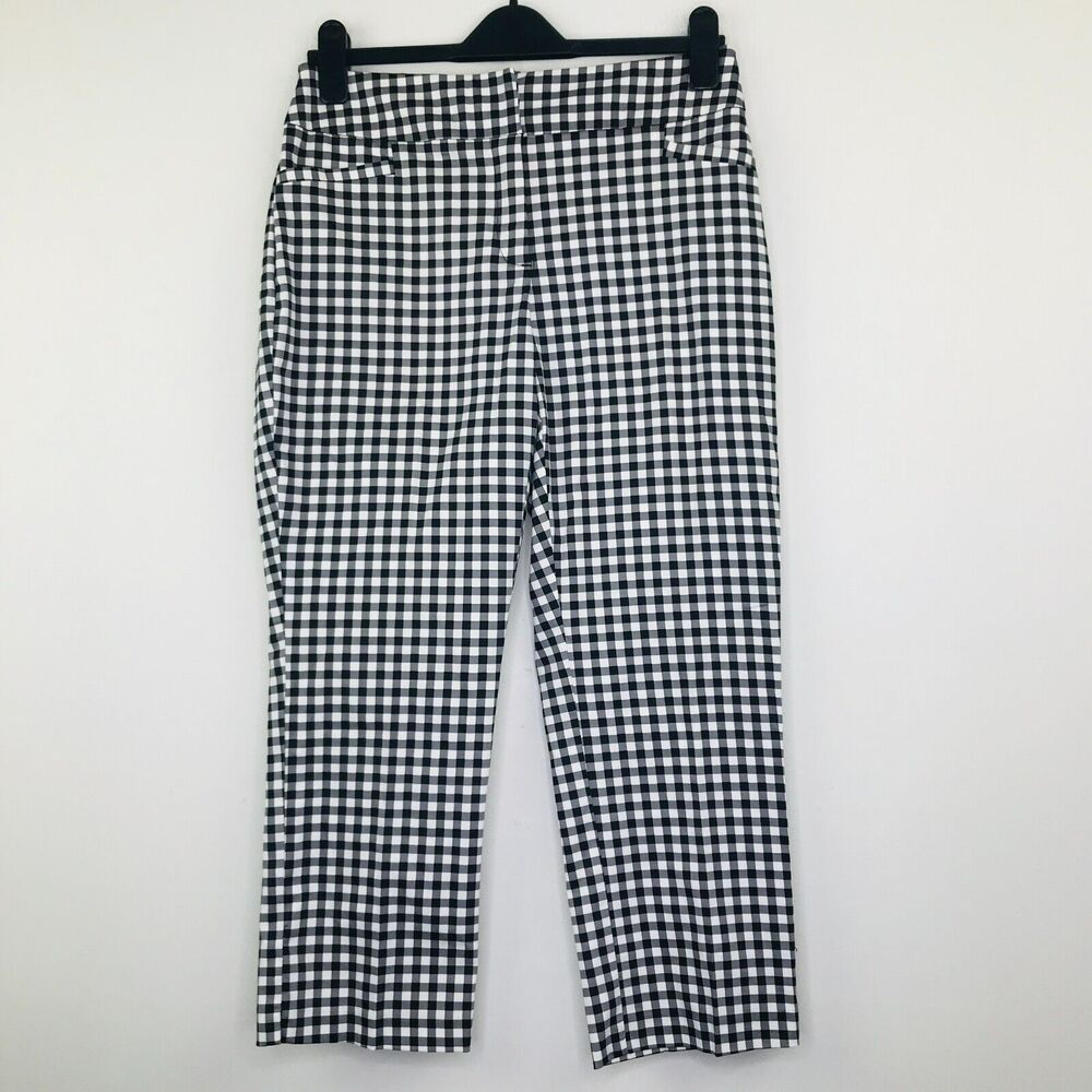NY&Co Women's 10 Pants Black White Gingham Cropped Leg Culottes NWT Y2K BE22